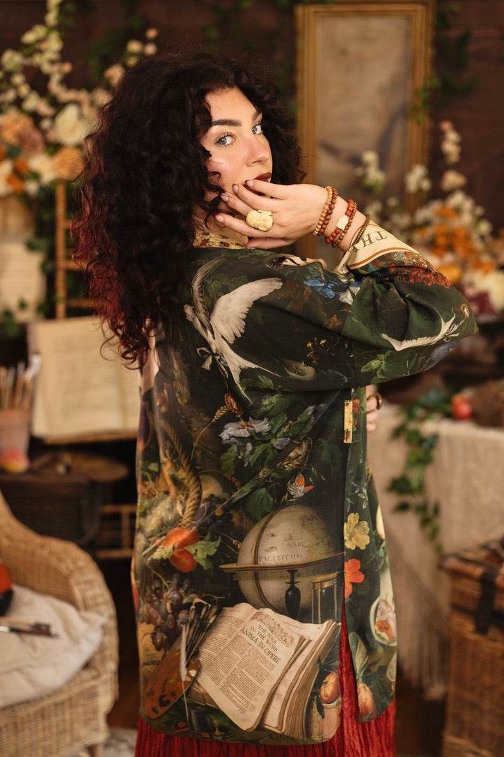 Market Of Stars - Labour of Love - Matinée Cropped Duster Kimono - Florals & Violin