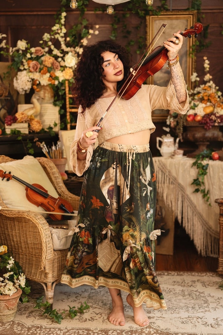 Market Of Stars - Labour of Love  - Atelier Skirt W/Pockets - Florals & Violin