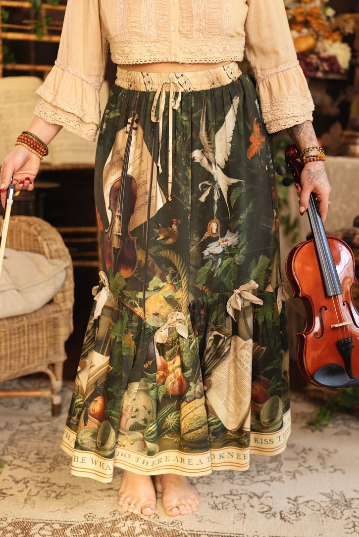 Market Of Stars - Labour of Love  - Atelier Skirt W/Pockets - Florals & Violin