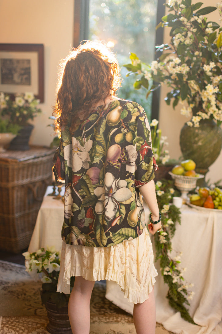 Market Of Stars - Fleur De Lune - Tee Luxe Print Tunic Top - Floral Print & Bees