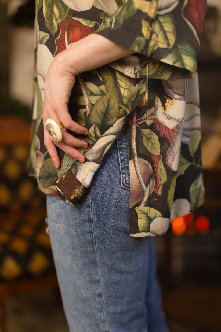 Market Of Stars - Fleur De Lune - Tee Luxe Print Tunic Top - Floral Print & Bees