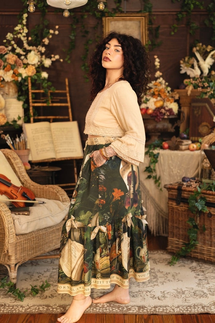 Market Of Stars - Labour of Love  - Atelier Skirt W/Pockets - Florals & Violin