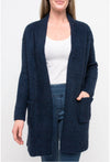 Shawl Neck Long Cardi - Navy