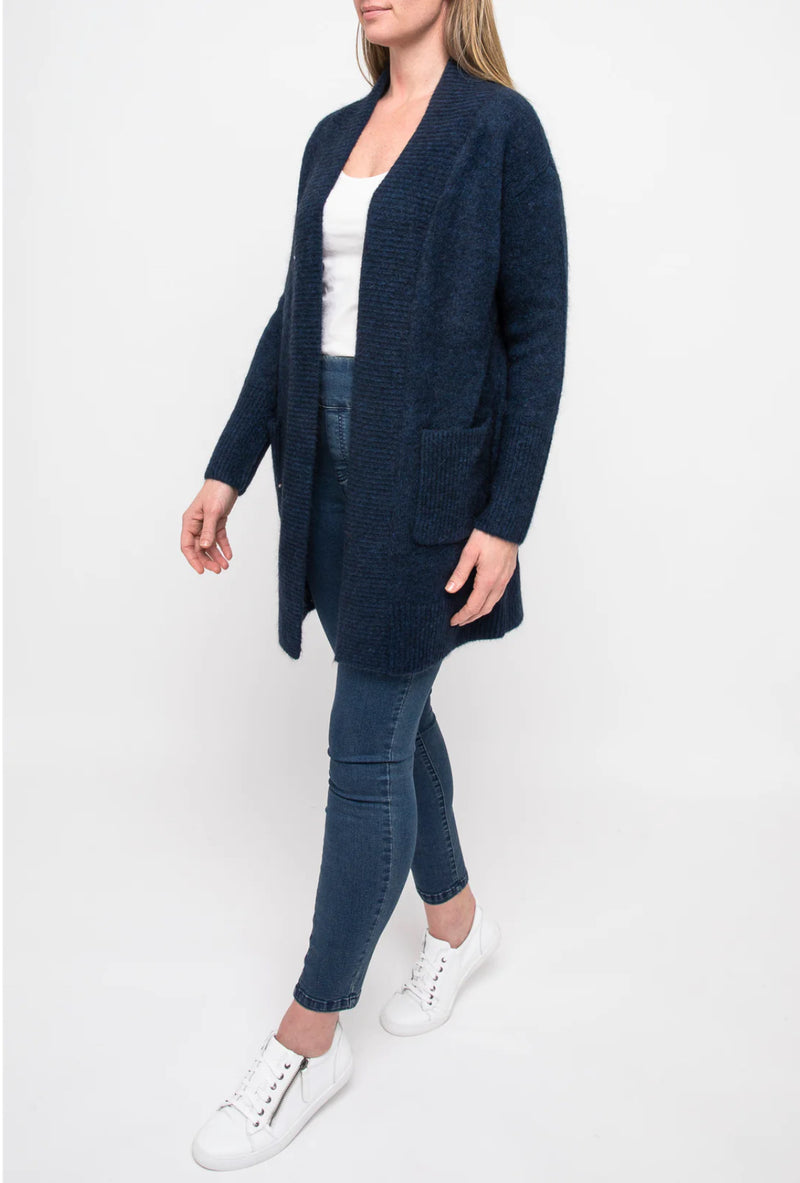 Shawl Neck Long Cardi - Navy