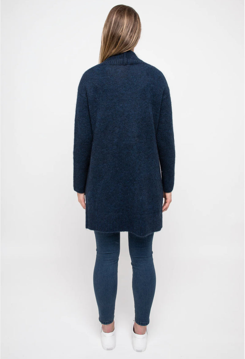 Shawl Neck Long Cardi - Navy