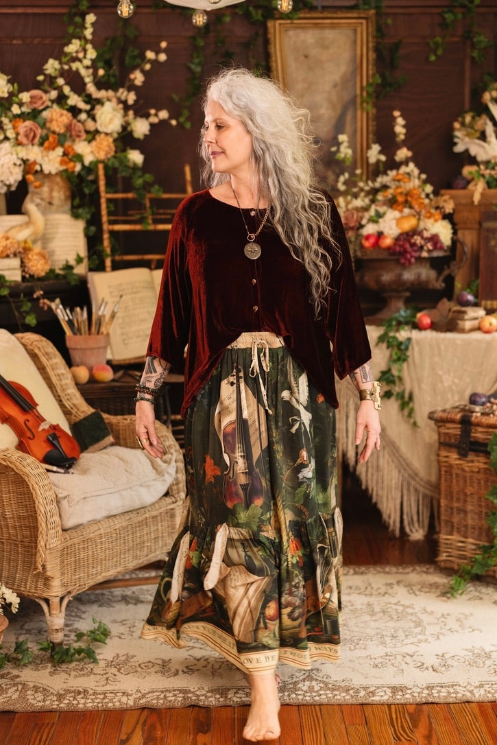 Market Of Stars - Labour of Love  - Atelier Skirt W/Pockets - Florals & Violin