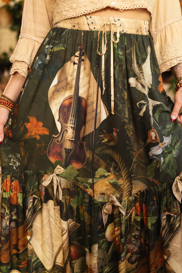Market Of Stars - Labour of Love  - Atelier Skirt W/Pockets - Florals & Violin