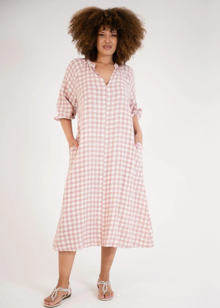 Donna Donna ‘The Isotta’ Linen Check Dress - Various Colours