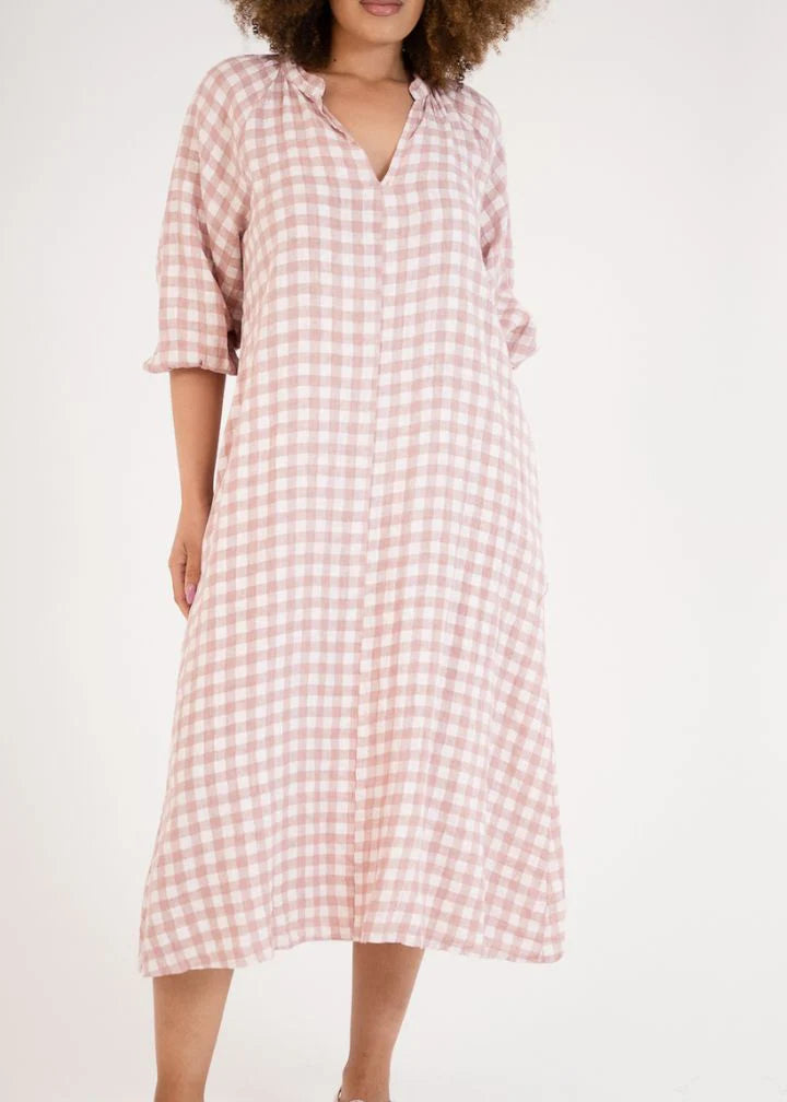 Donna Donna ‘The Isotta’ Linen Check Dress - Various Colours