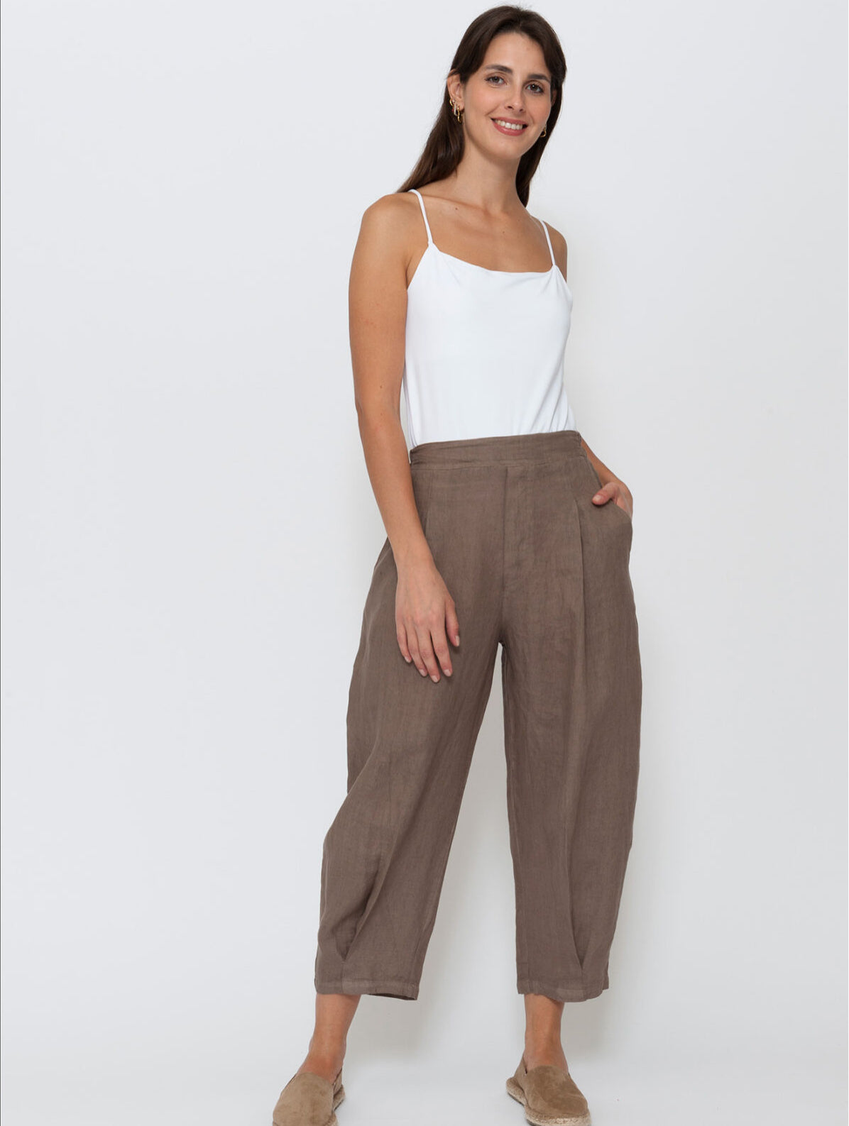 Blueberry - Italian Linen Barrel Leg Pants - Various Colours