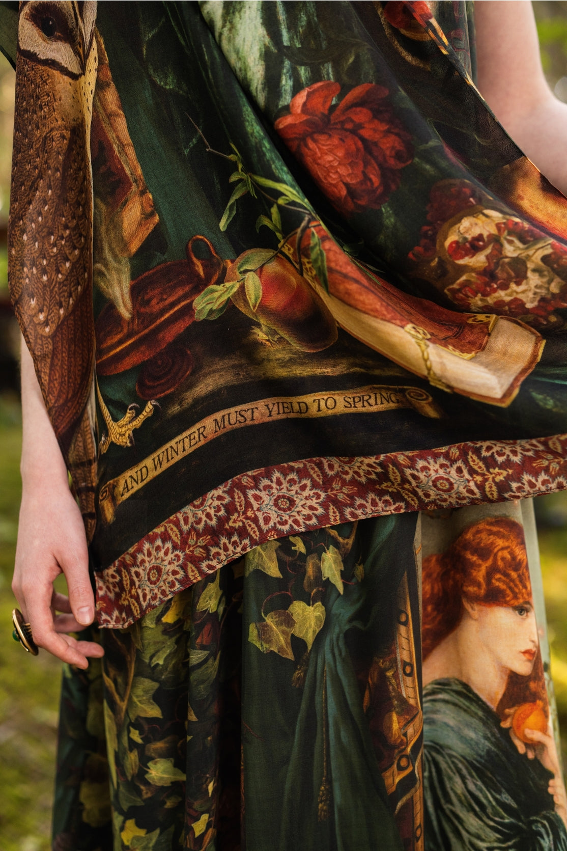 Market Of Stars - Solstice - Bohemian Scarf - Persephone, Florals, Moon & Owl
