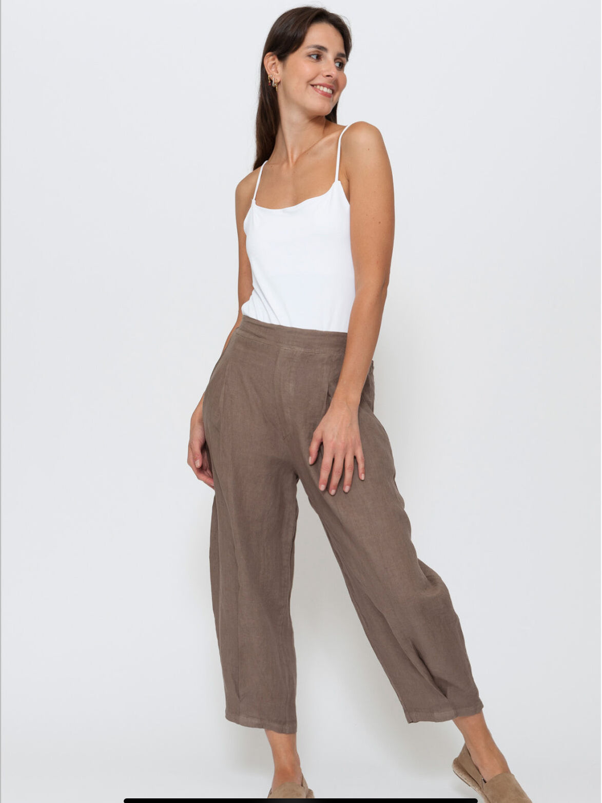 Blueberry - Italian Linen Barrel Leg Pants - Various Colours