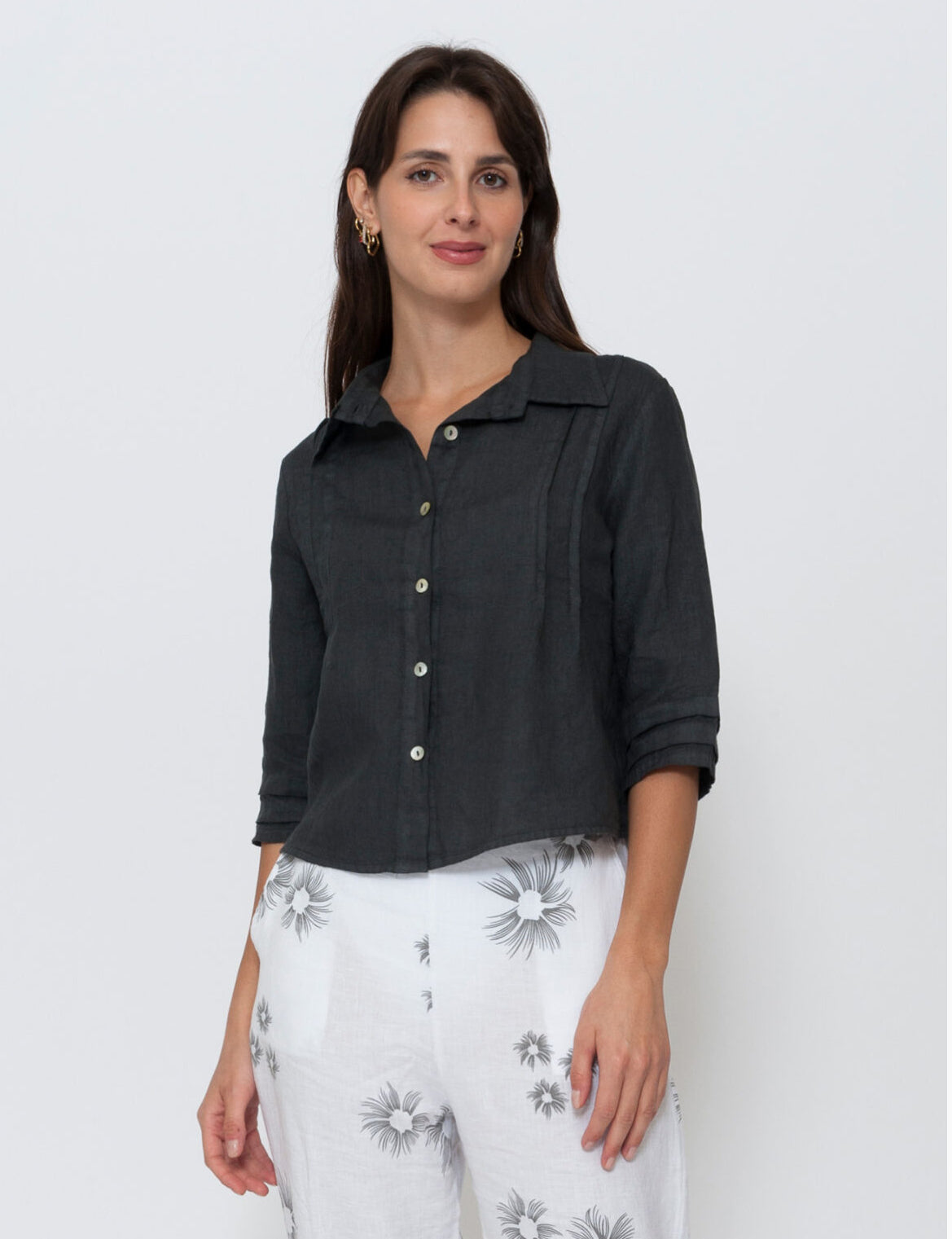 Blueberry - Italian Linen Pintuck Shacket - Various Colours