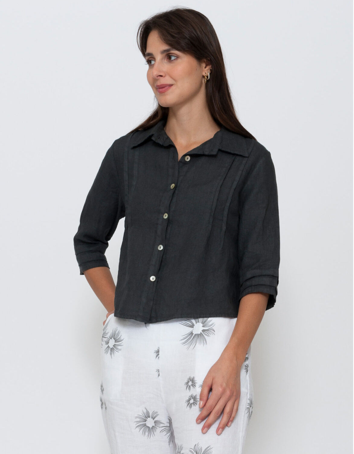 Blueberry - Italian Linen Pintuck Shacket - Various Colours