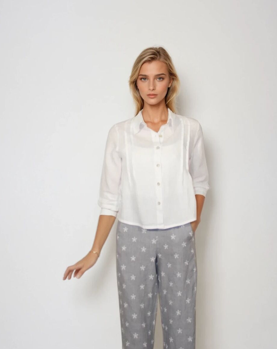 Blueberry - Italian Linen Pintuck Shacket - Various Colours