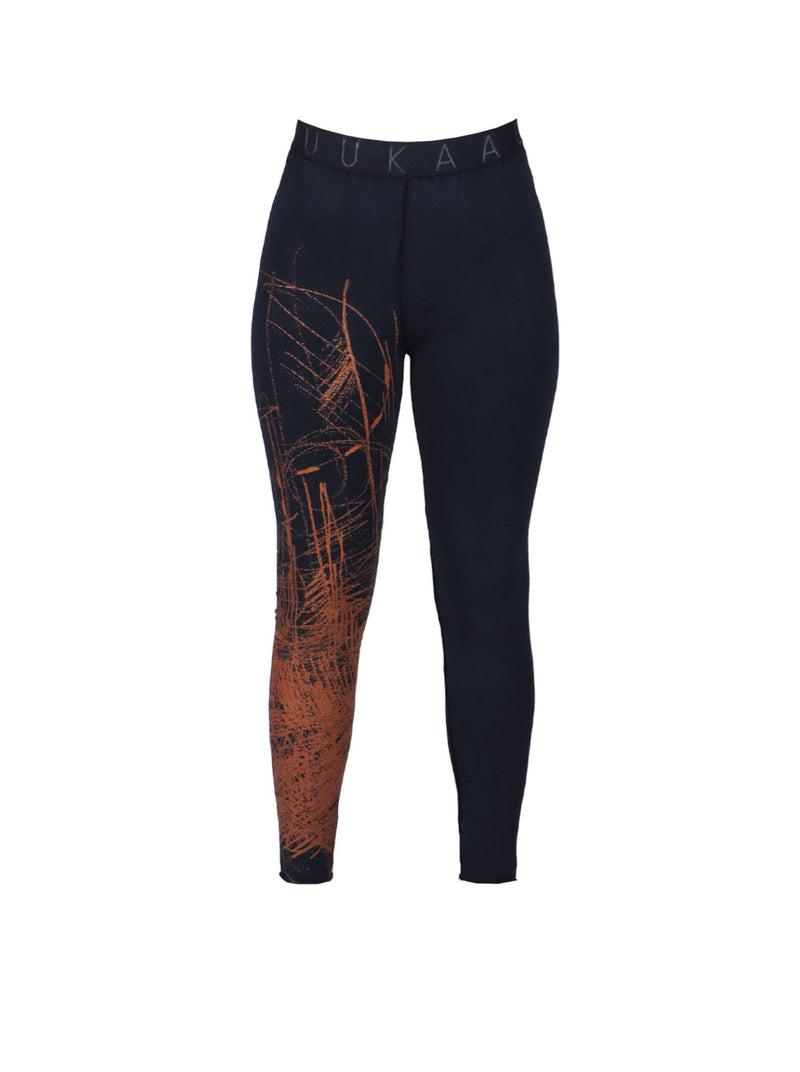 Luukaa Trousers Leggings - Black/ Orange