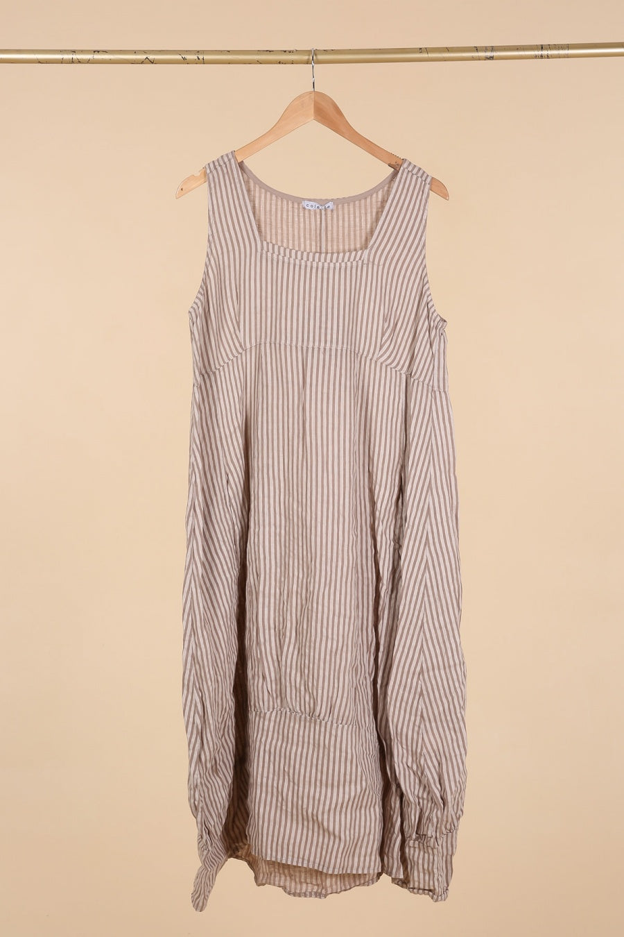 Italian Linen Sleeveless Striped Dress - Various Colours
