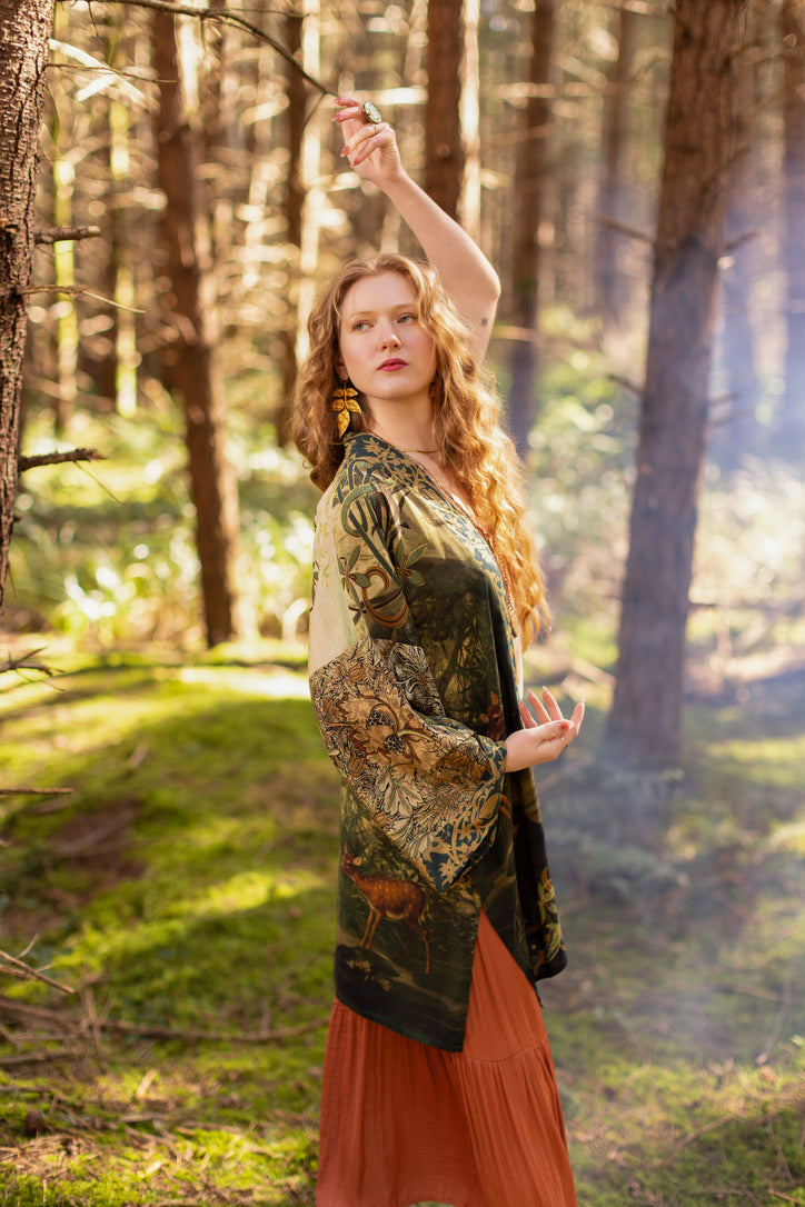 Market Of Stars - The Dawning - Matinée Cropped Duster Kimono - Ophelia & Fawns