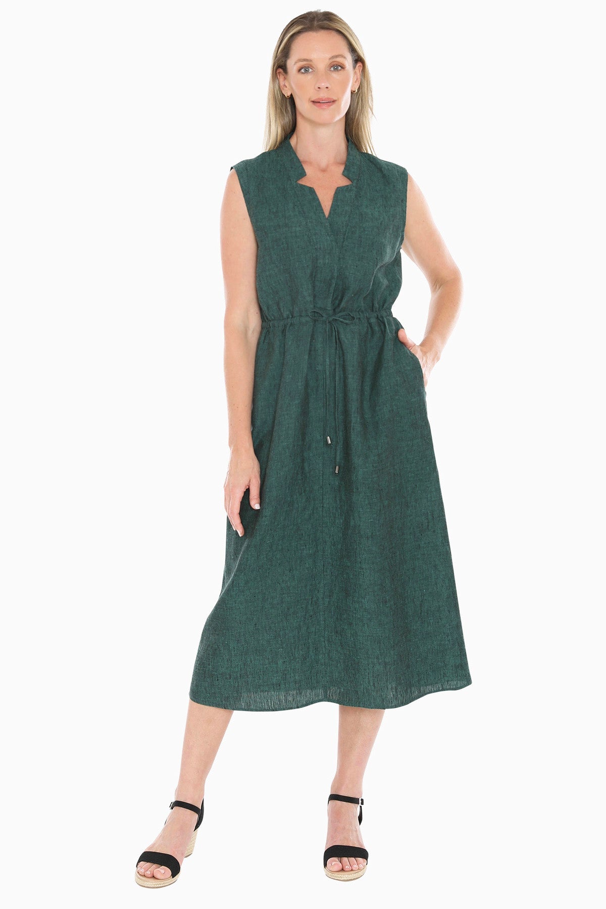 JUMP Clothing - Drawstring Waist Dress - Pine