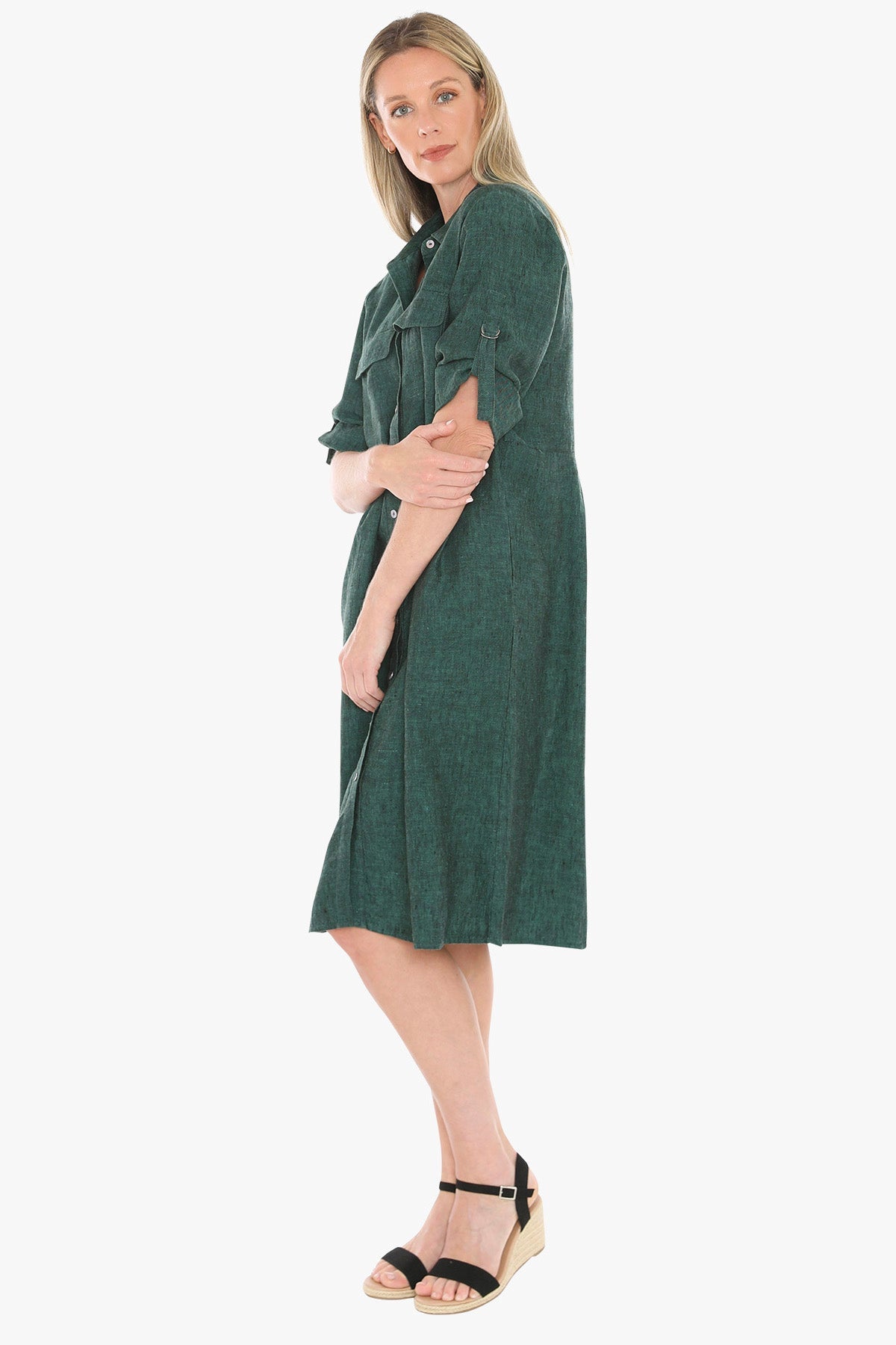 JUMP Clothing - D-Ring Sleeve Dress - Pine