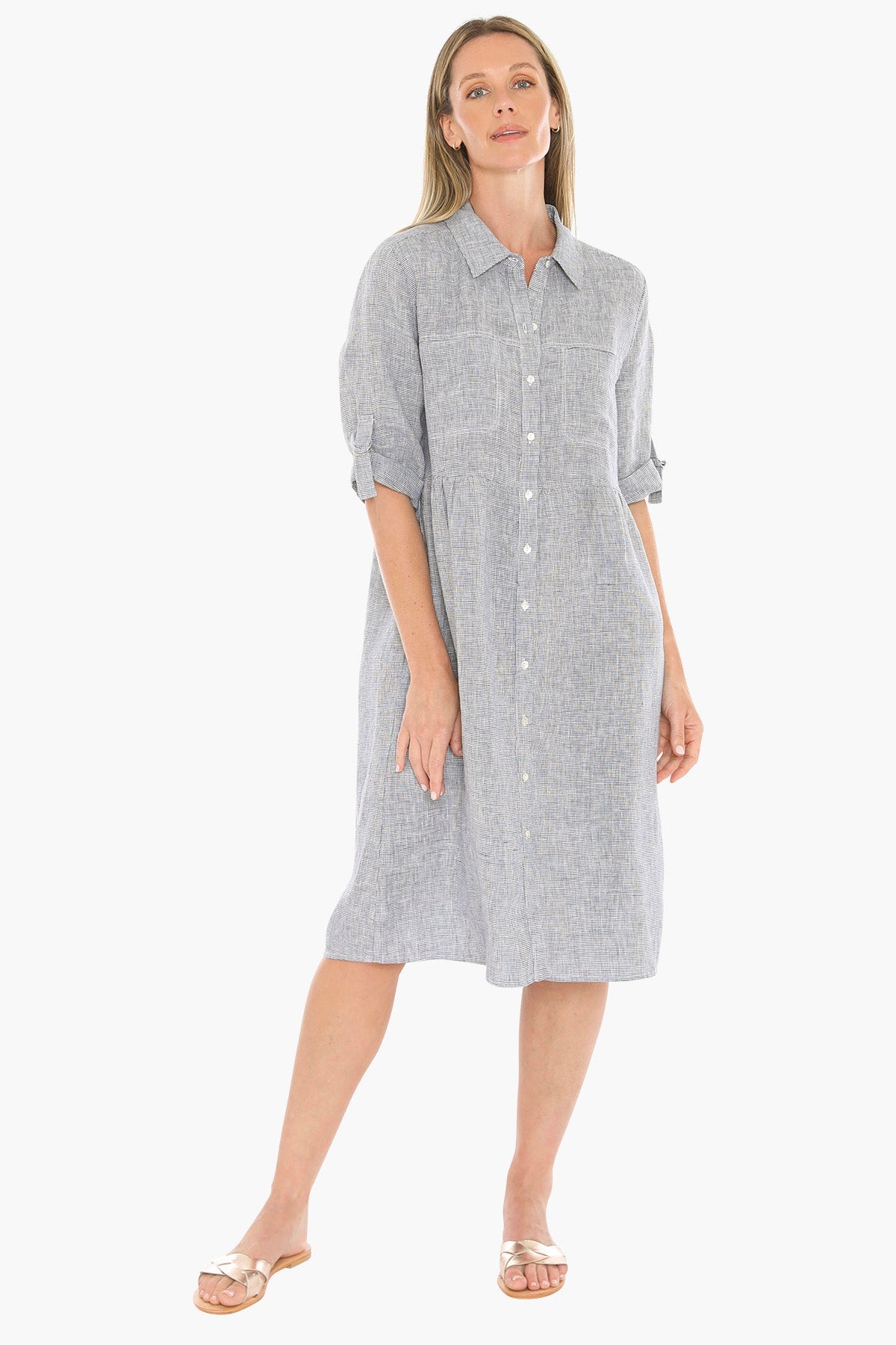 JUMP Clothing - Mini Check Shirt Dress - Night /White