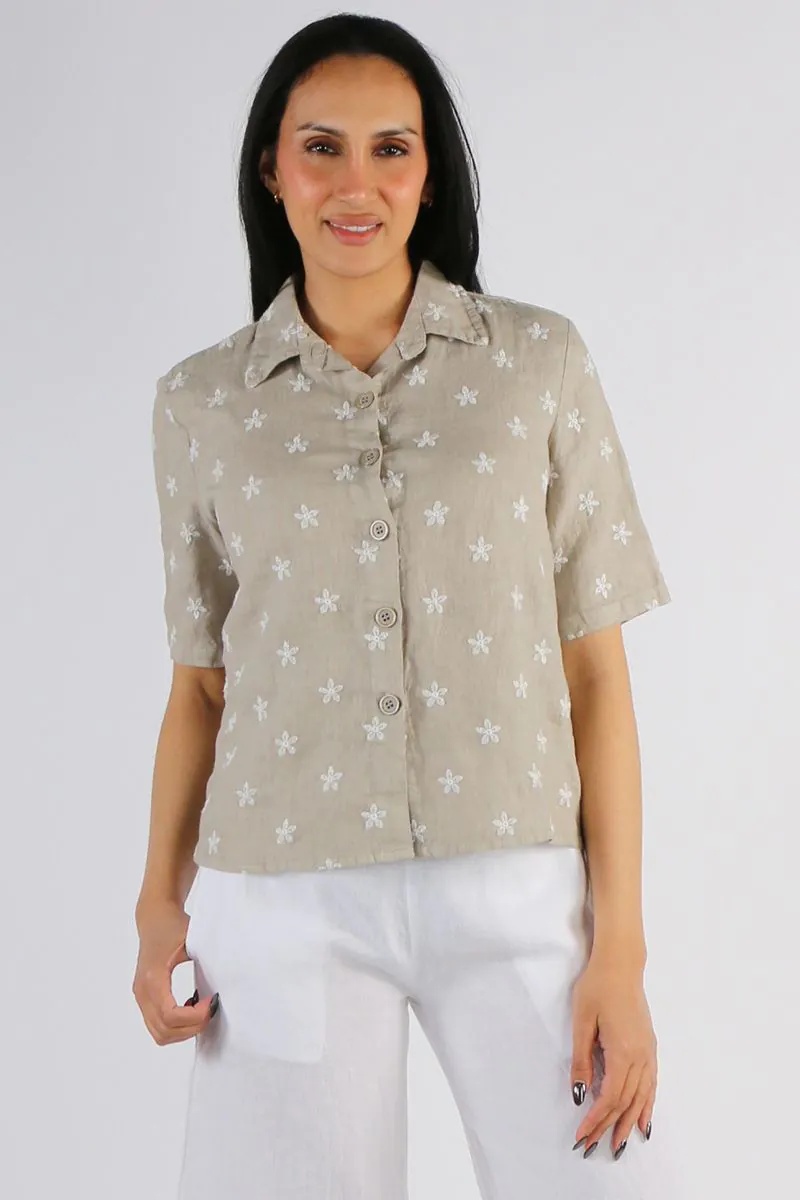 Blueberry Italia Linen Embroidered Shacket - Various Colours