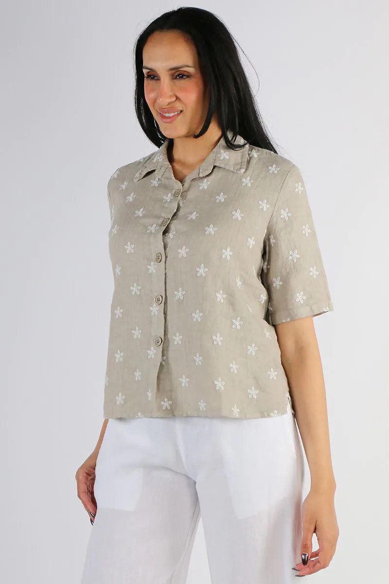 Blueberry Italia Linen Embroidered Shacket - Various Colours