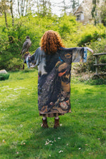 ‘Wild Beauty Opera’ Duster Bamboo Kimono Robe With Peacock