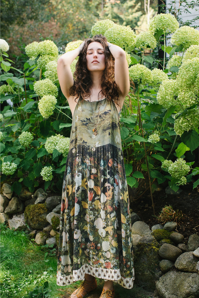 ‘I Dream in Flowers’ Bohéme Slip Dress with Bees