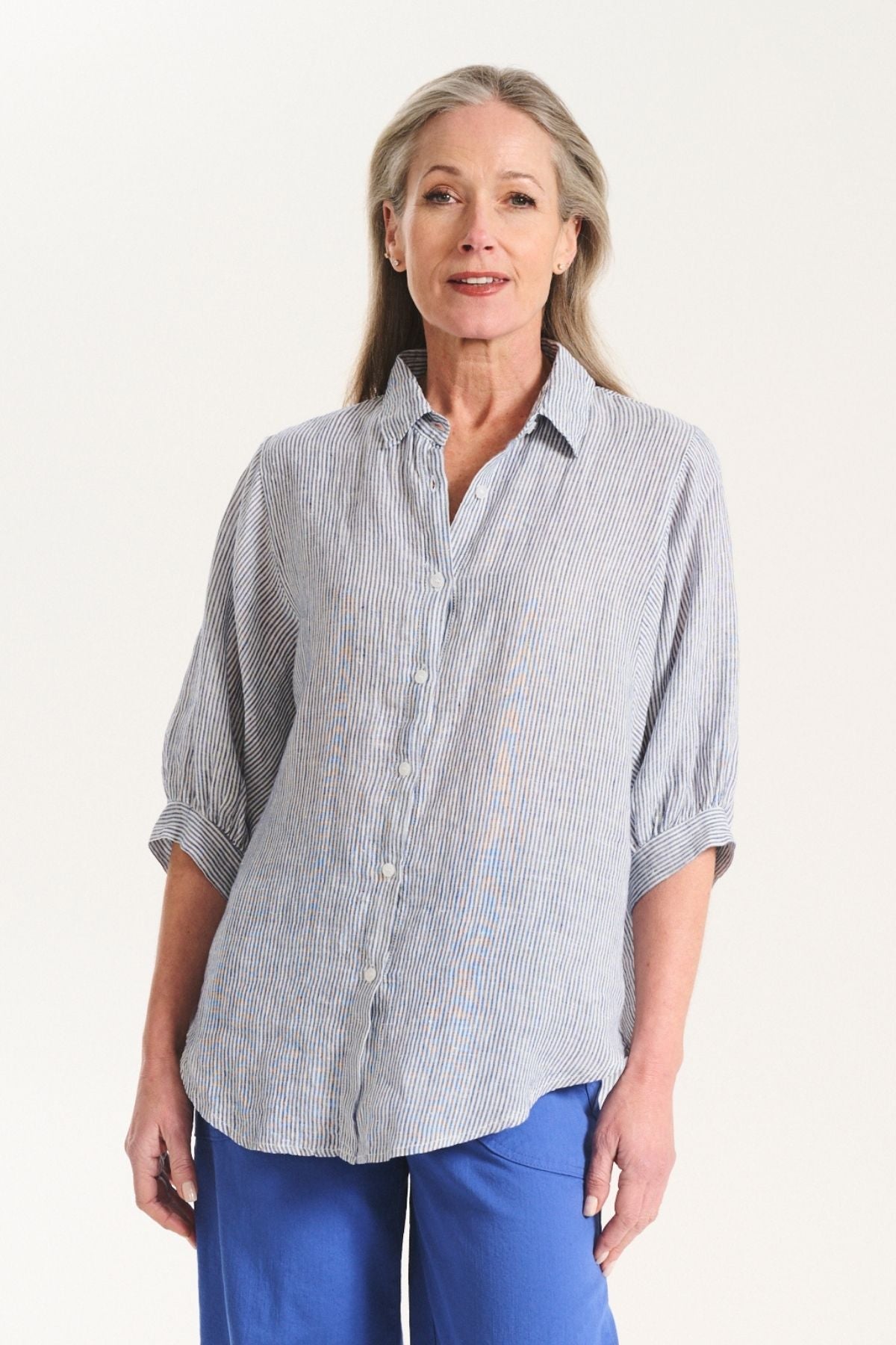 Olga De Polga - Sienna - Linen Shirt - Blue