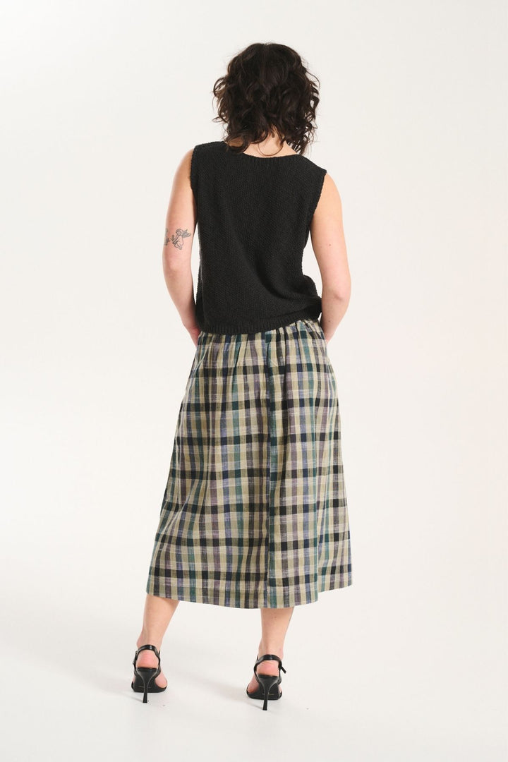 Olga De Polga - Tangier - Plaid Linen/Cotton Skirt - Green