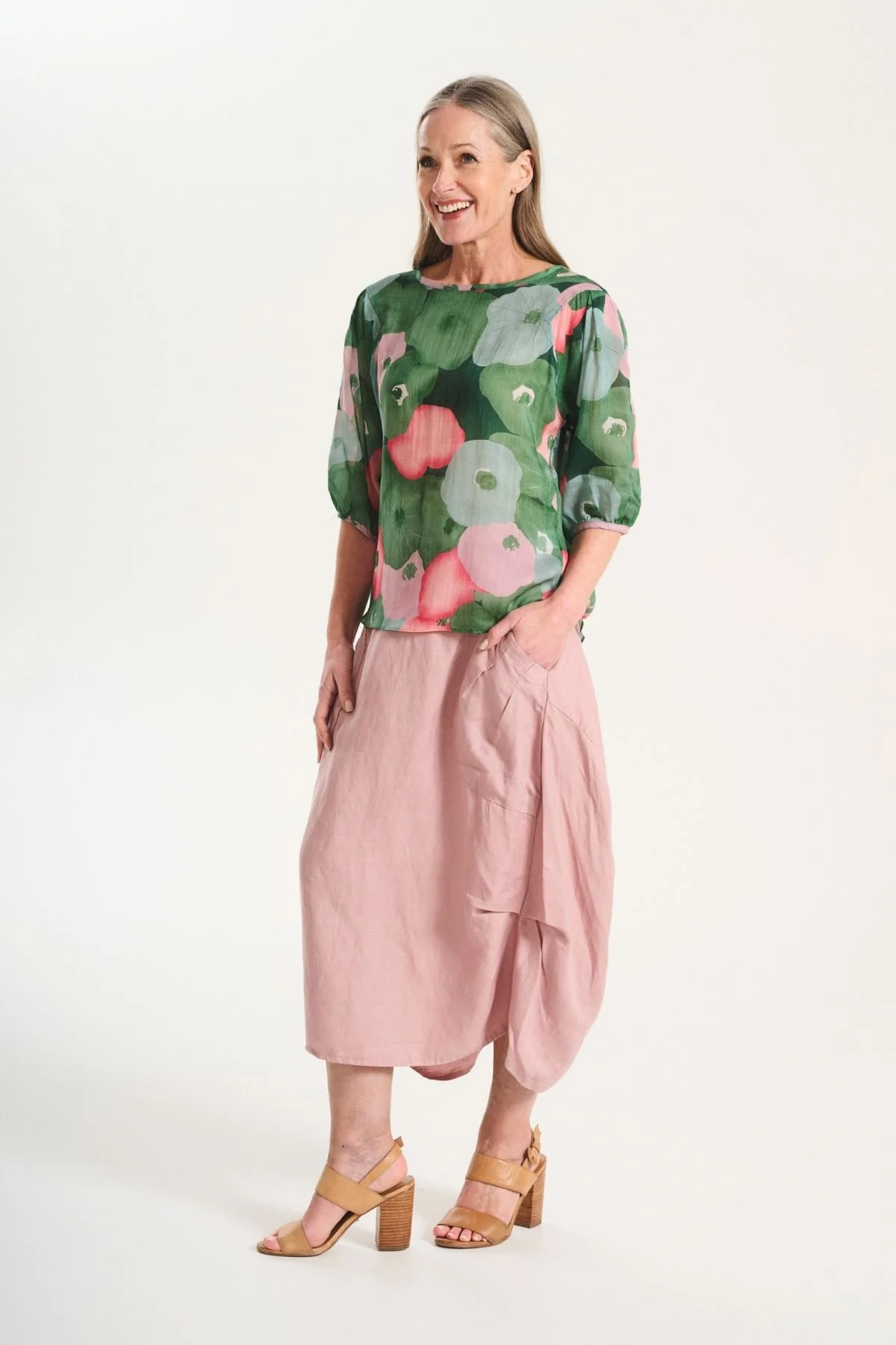 Olga De Polga - Milwaukee Solenne - Linen/Tencel Skirt - Pink
