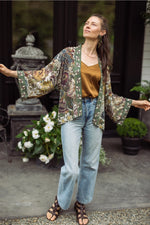 Love Grows Wild Floral Bamboo Cropped Kimono with Bees