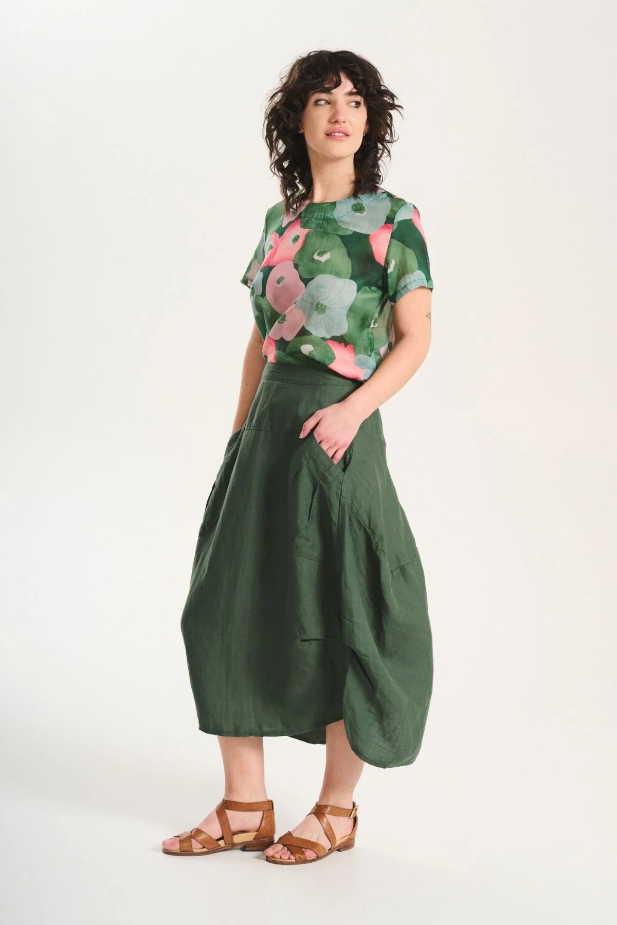 Olga De Polga - Milwaukee Solenne - Linen/Tencel Skirt - Gren