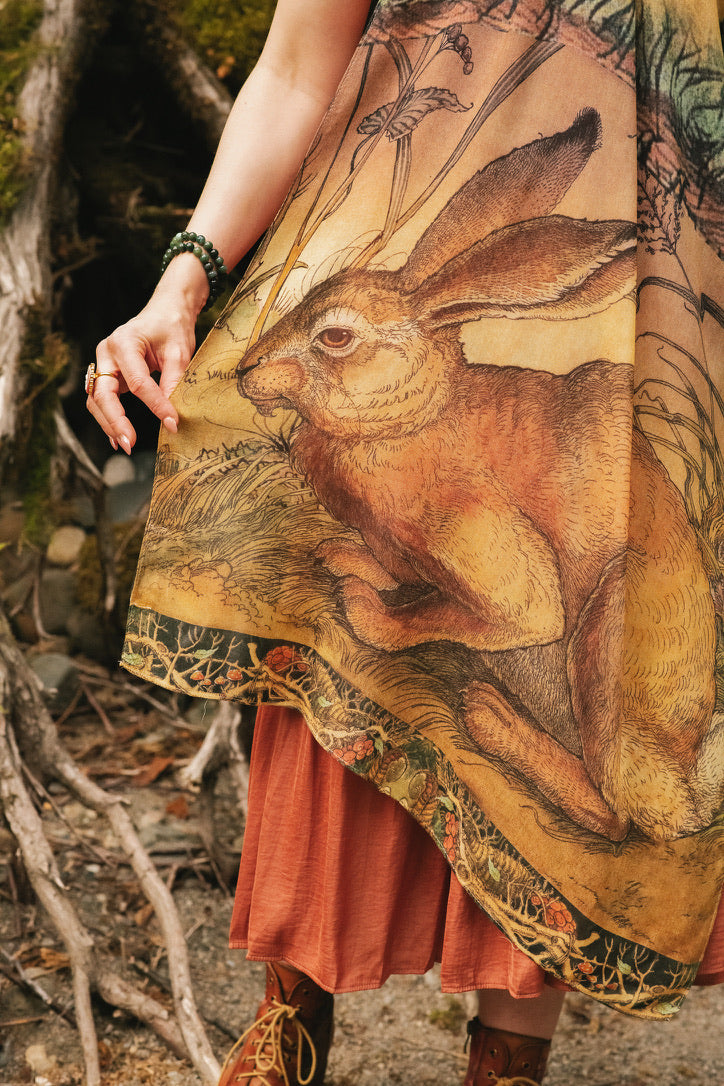 Market Of Stars - Woodland Wisdom - Bohemian Scarf - Florals, Rabbit & Moths