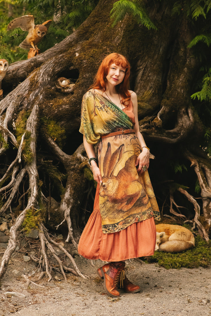 Market Of Stars - Woodland Wisdom - Bohemian Scarf - Florals, Rabbit & Moths