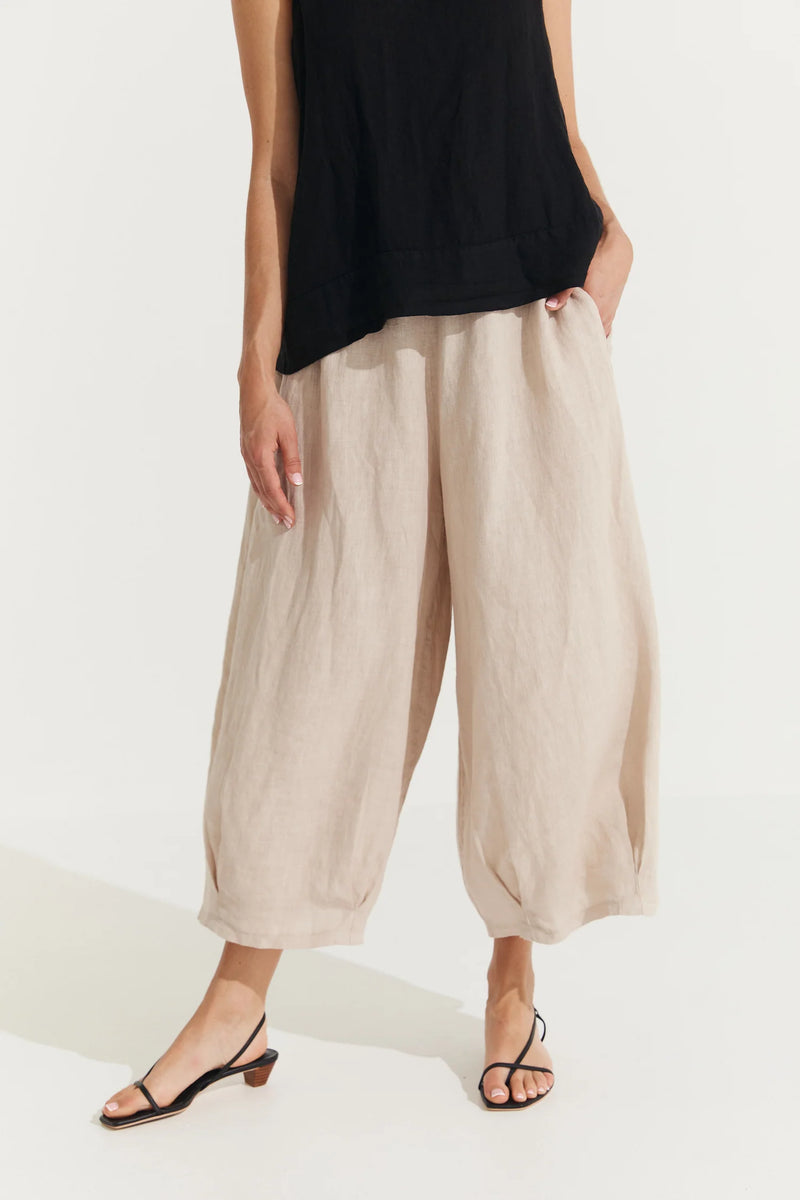 Montaigne ‘Eadie’ Italian Linen Wide Leg Gathered Pants - Various Colours