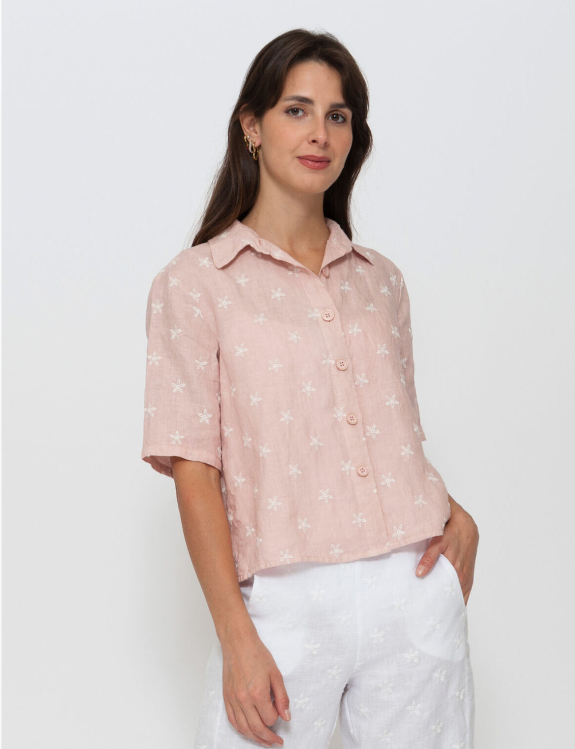 Blueberry Italia Linen Embroidered Shacket - Various Colours