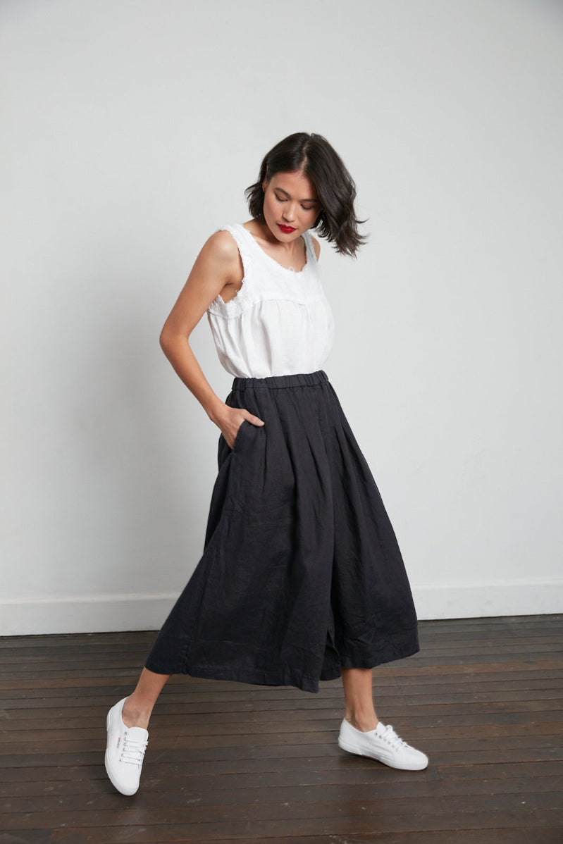 Montaigne Italian Solid Linen Culotte Pants - One Size Fits 8-18 - Various Colours