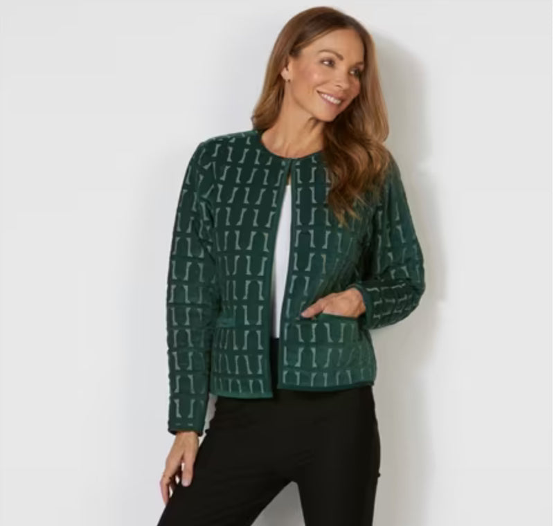 Caju Cotton Velvet Quilted Jacket - Green