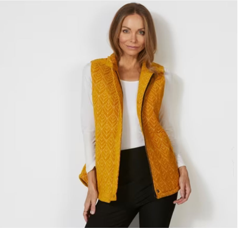 Caju Cotton Velvet Quilted Vest - Gold