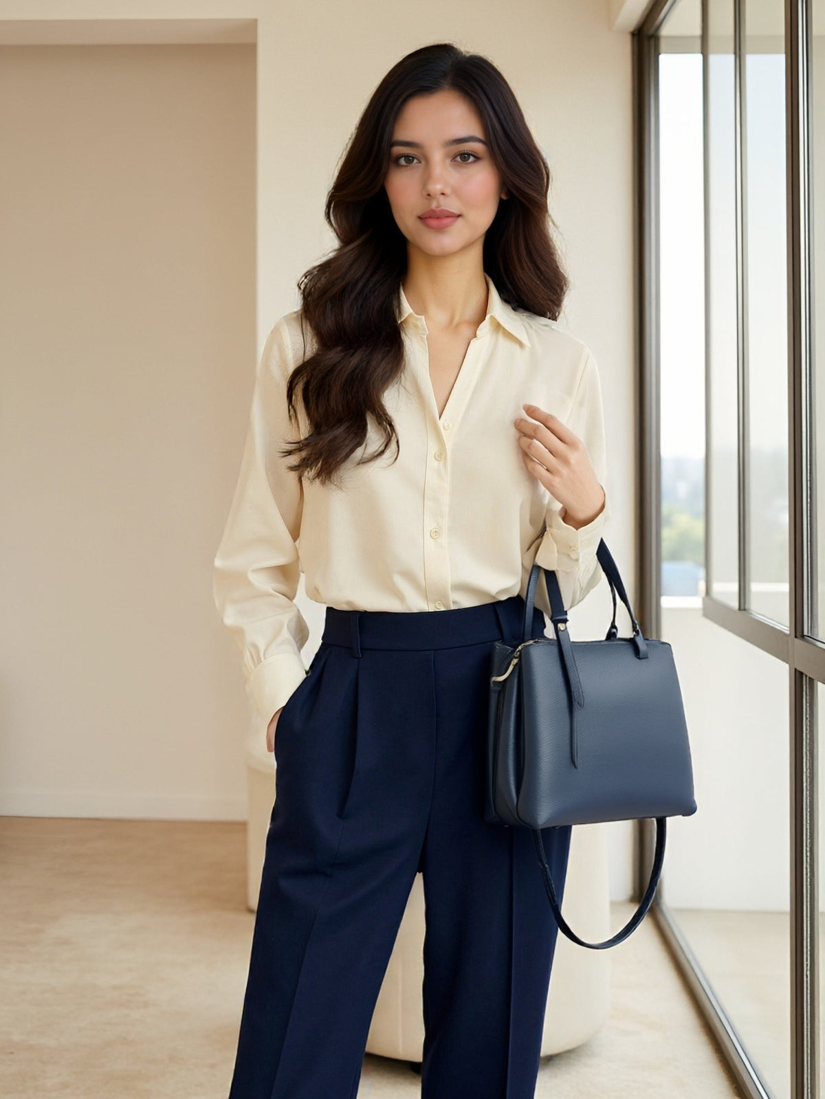 Italian Medium Size Genuine Leather Handbag with Crossbody Strap - Various Colours