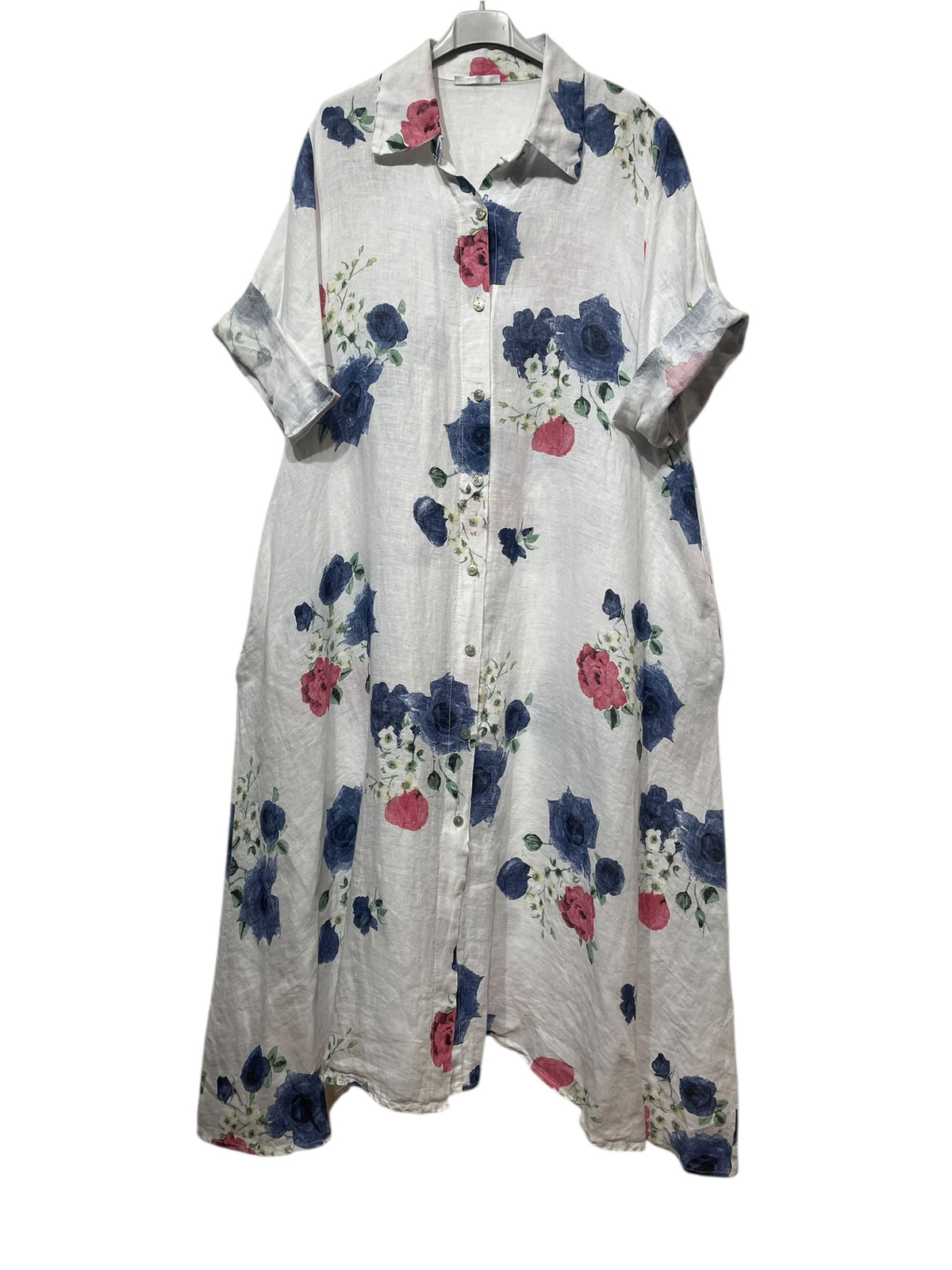 Italian Linen Long Dress with Pockets – Various Colours