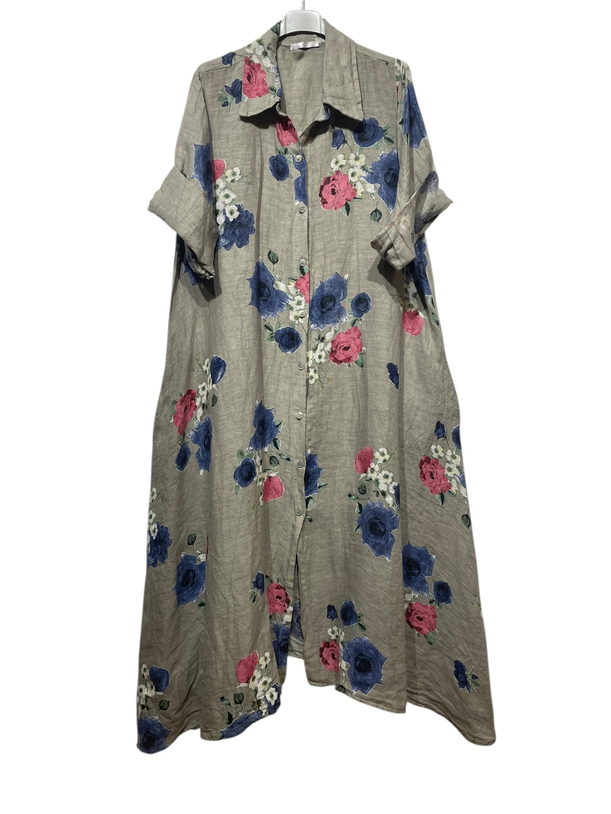 Italian Linen Long Dress with Pockets – Various Colours