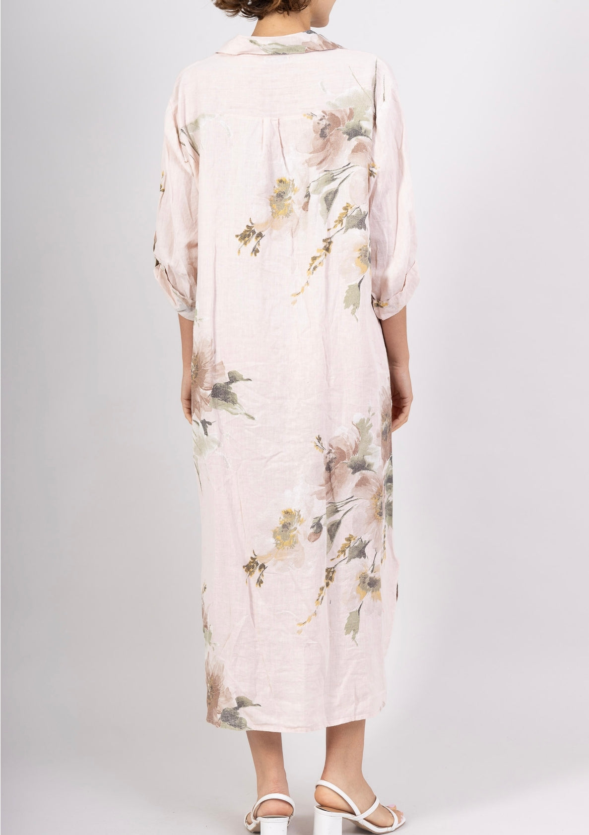 Italian Linen Long Shirt Dress With Pockets - Various Colours