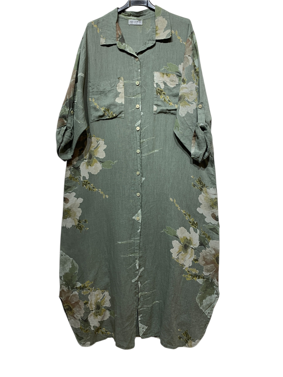 Italian Linen Long Shirt Dress With Pockets - Various Colours