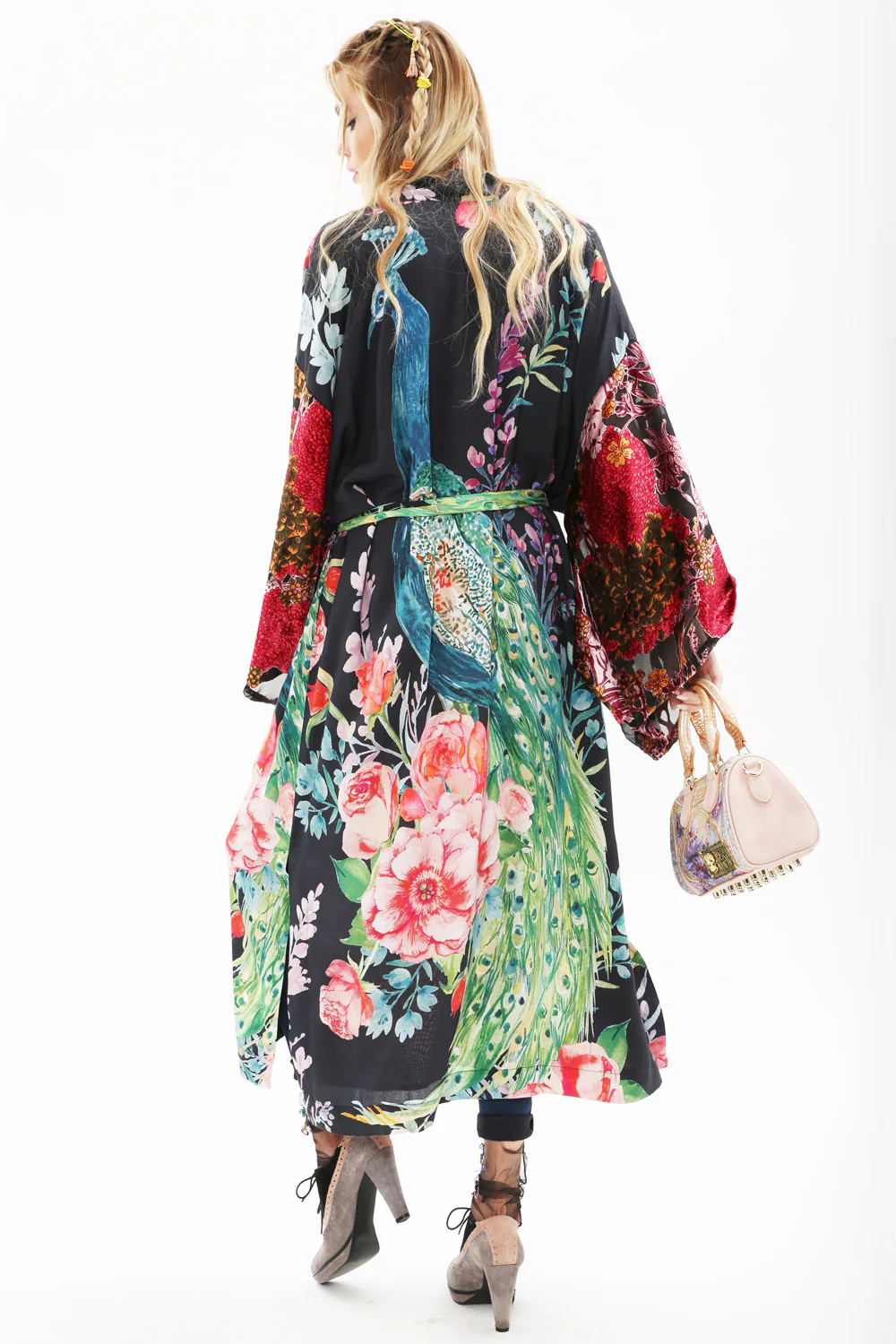 Aratta - Sweet Fantasy - Peacock Kimono Coat - Black