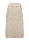 Olga De Polga ‘Hepburn’ Panorama Skirt in Herringbone Linen - Beige - LAST ONE - Size L