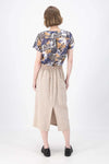 Olga De Polga ‘Hepburn’ Panorama Skirt in Herringbone Linen - Beige - LAST ONE - Size L