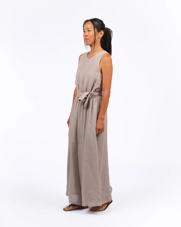 Montaigne - Alba - French Linen Tie-Waist Jumpsuit - Houndstooth